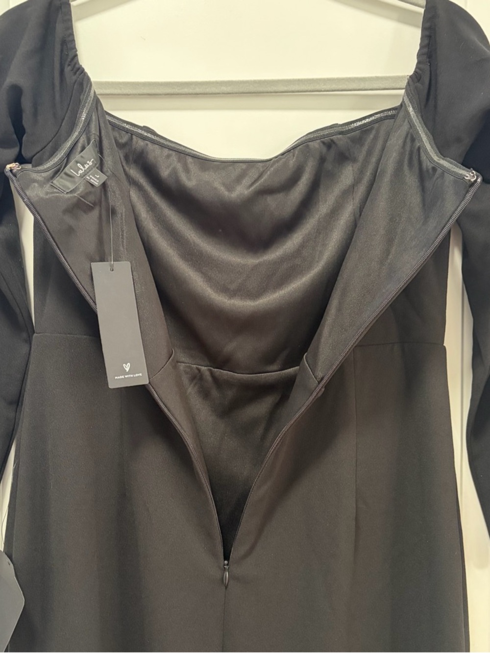 Lulus Infinitely Elegant NWT size Large Black Long Sleeve Maxi Dress Square Neck - Picture 11 of 13